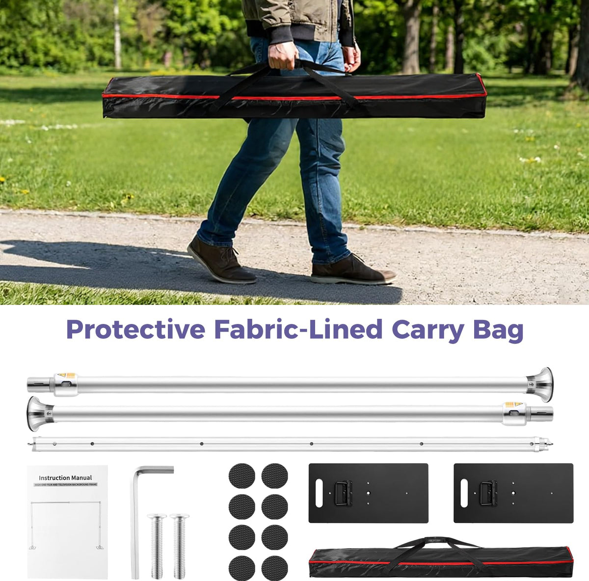 Pipe and Drape Backdrop Stand 9.2x9.2ft, Adjustable Heavy Duty Photo Background Frame with Metal Base & Carry Bag, Professional Event Backdrop System for Wedding, Trade Show, Parties, Photography