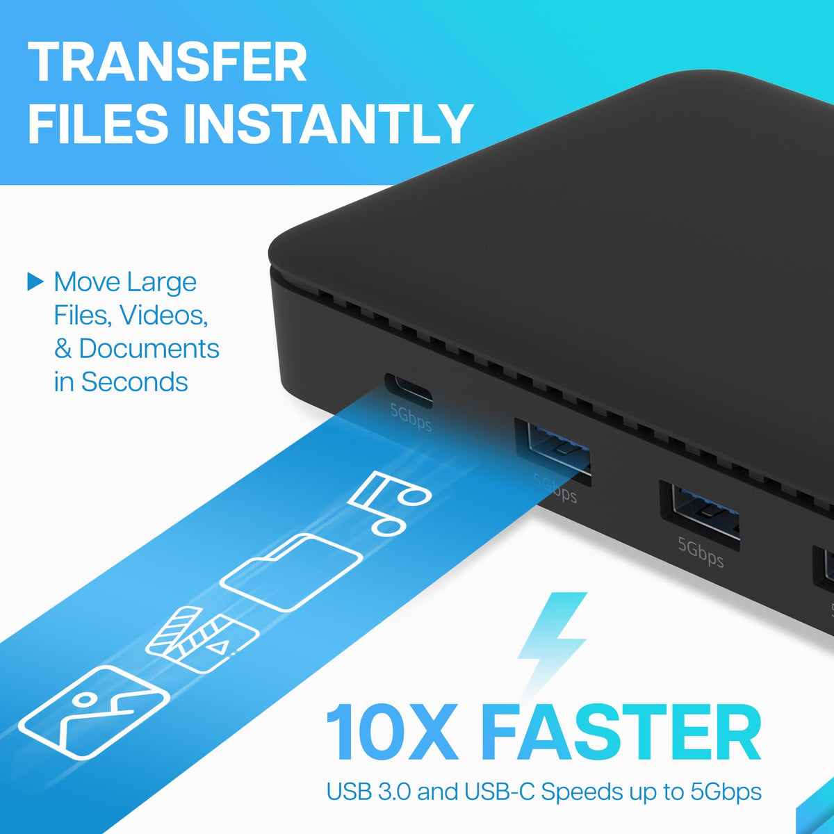 VisionTek VT4600DL Universal Dual 4K Docking Station 100W Charging (USB-A, USB-C)