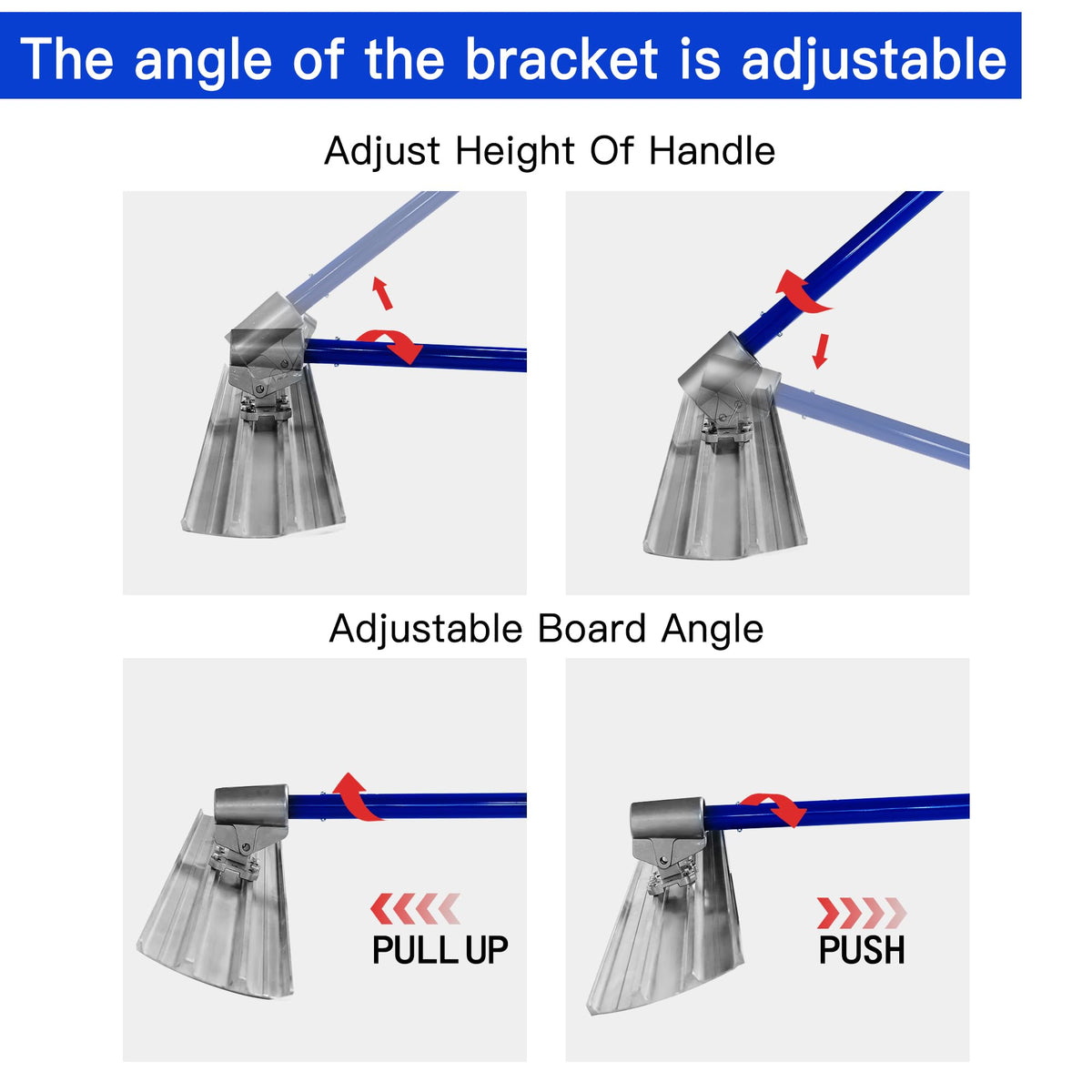 Bull Float Aluminum Magnesium Alloy Concrete Float 48"x8" Round End Board Kit trowel Tool Cement Tools Float Bracket Concrete Finishing Tools With 57" Handle x4 VOYAR