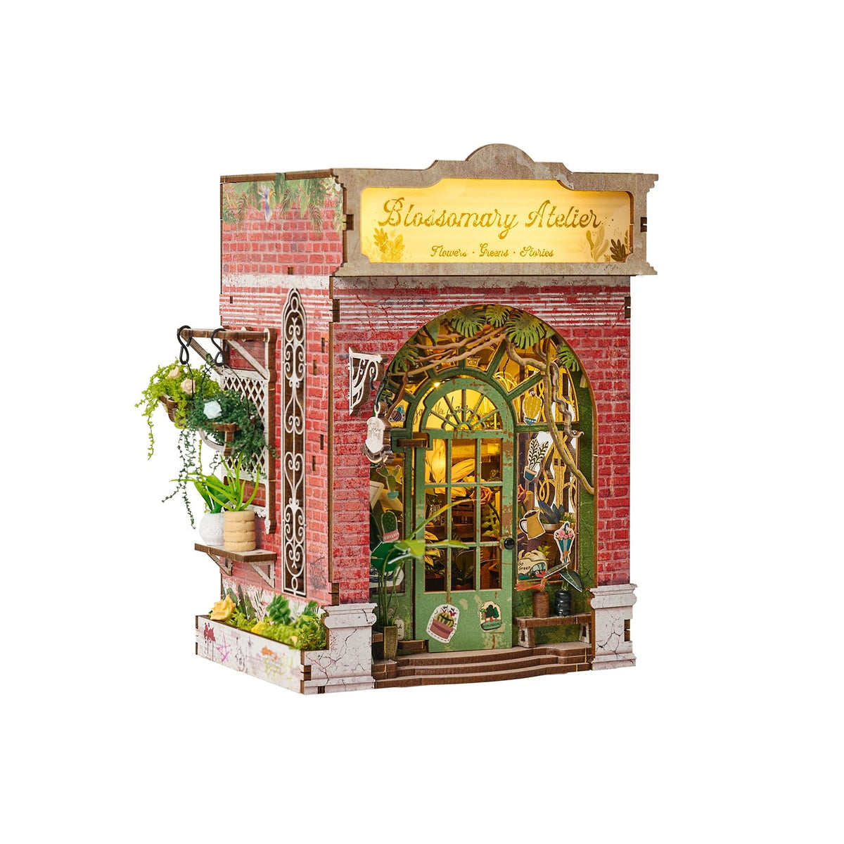 DIY Flower Shop Book Nook Kit with Pet Dog&LED Lights, 3D Wooden Miniature House Kit,DIY Dollhouse,Handcraft Mini House Building kit,Home Bookshelf Decor, Christmas Birthday Gifts for Family, Friends