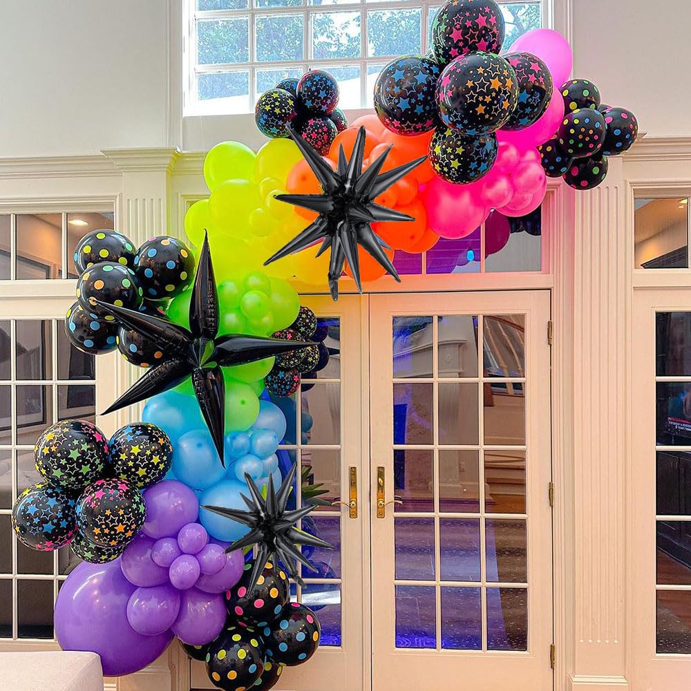 Glow in the Dark Balloon Arch Garland Kit-165Pcs UV Neon Rainbow Luminous Fluorescent Balloons-Let's Glow Birthday Party Back to 80s 90s Disco Rock Roll Party Decorations