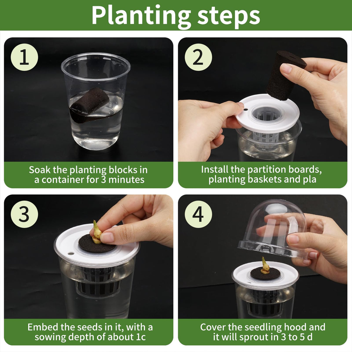 Ronyes Clear Hydroponic Nursery Kit with Vented Humidity Domes 8 Packs, Corms Growing Container, Hydroponic Growing System, Tissue Culture Acclimation Kit