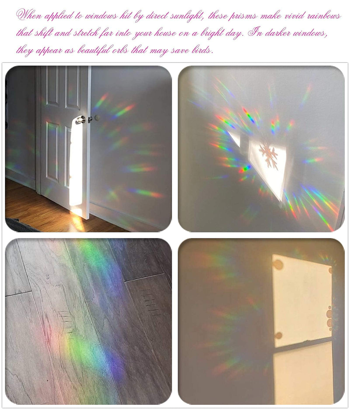Window Decals for Glass Windows,Anti-Collision Clings to Save Birds from Window Collisions,Non Adhesive Prismatic Window Clings, Rainbow Stickers,Christmas Snowflake Window Clings,(28pcs)
