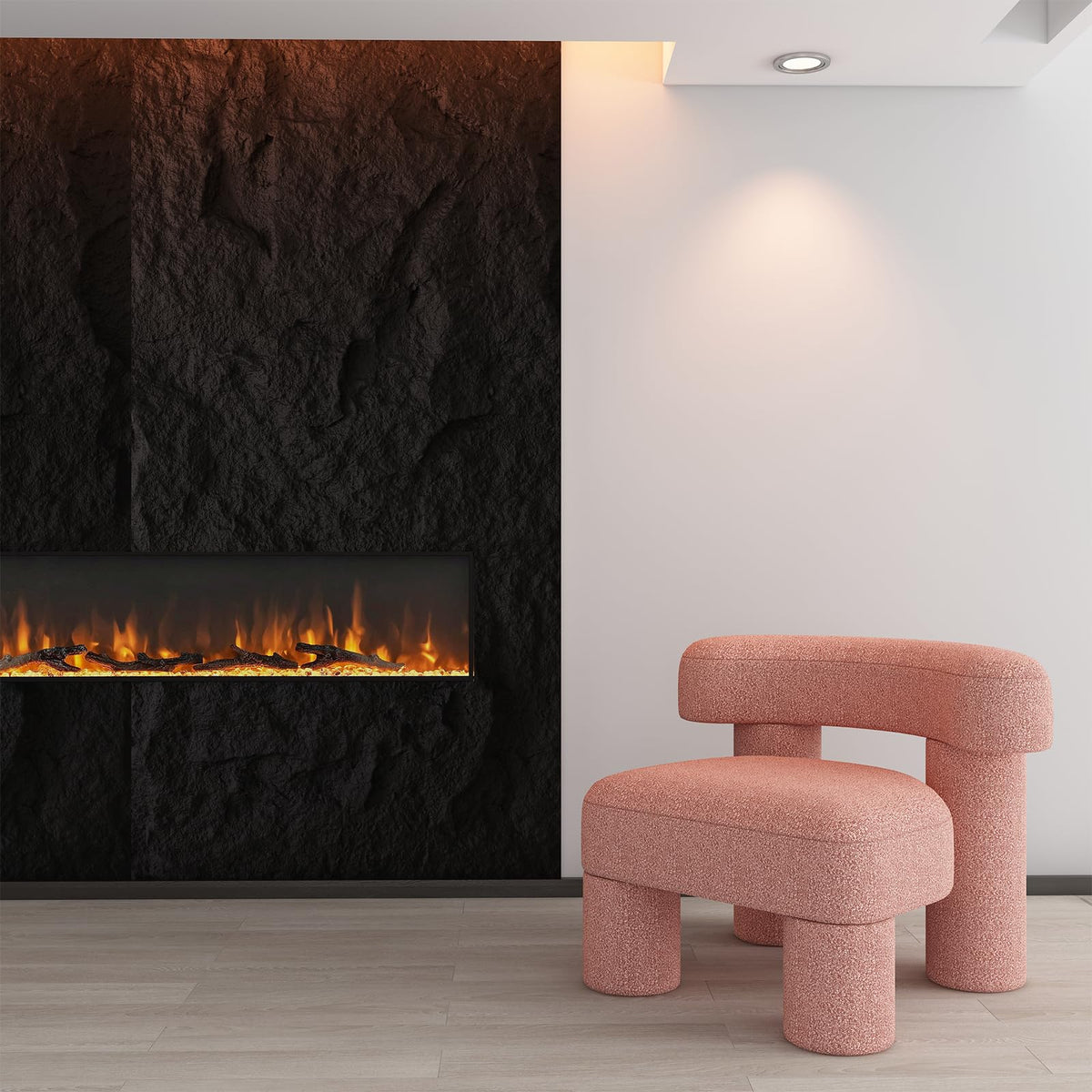 OUZUGIE 4 PCS Faux Stone Wall Panel 47.2’’ x 23.6’’ Interior Exterior Wall Decor 3D PU Panel with Lava Stone Design Black