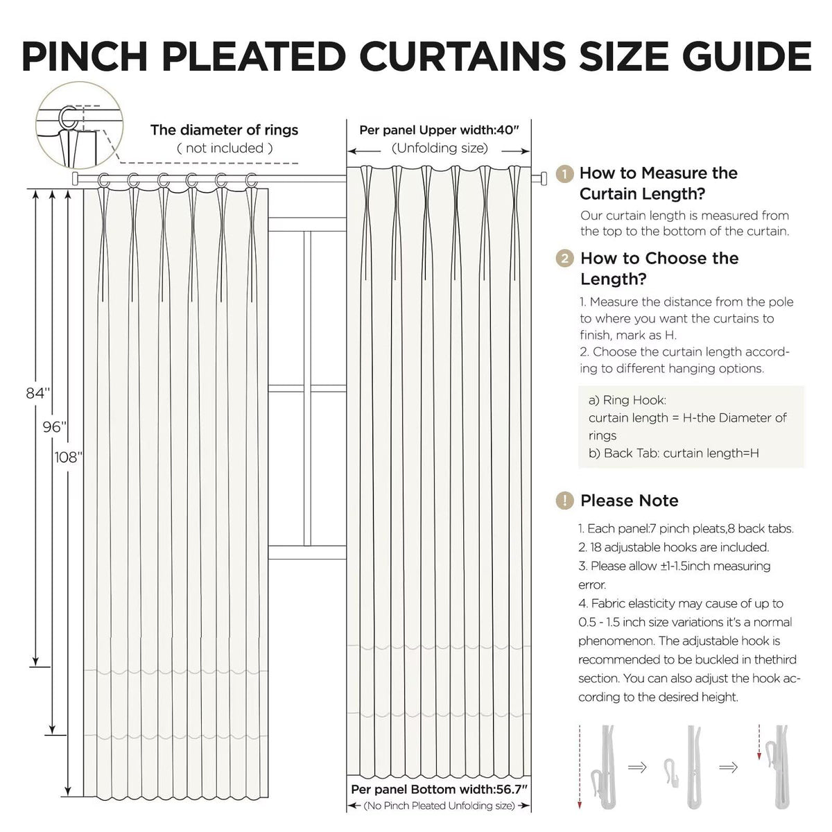 Joydeco Olive Green Pinch Pleated Linen Curtains 84 Inch Long 2 Panel Set for Living Room, Semi Sheer Curtain for Bedroom, Back Tab Light Filtering Drapes with Adjustable Hooks (40”W x84”L)