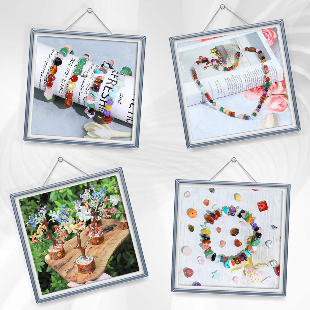 Beads for Jewelry Making, Mixed Bulk Natural Assorted Stone Beads for Crafts Bracelets Earrings Necklace, Semi Precious Gemstone Crystal Assortment Beads for Adults Women (0.5, Pounds)