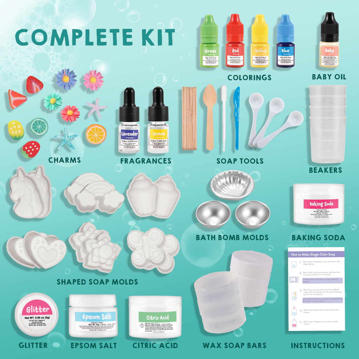 Klever Kits Bath Bomb, Soap Making Kit for Kids, 2-in-1 Spa Science Kits, DIY Make Your Own Bath Bombs & Soap, Spa Kit for Kids, Gifts Toys for Toddler Kid, Birthday Present