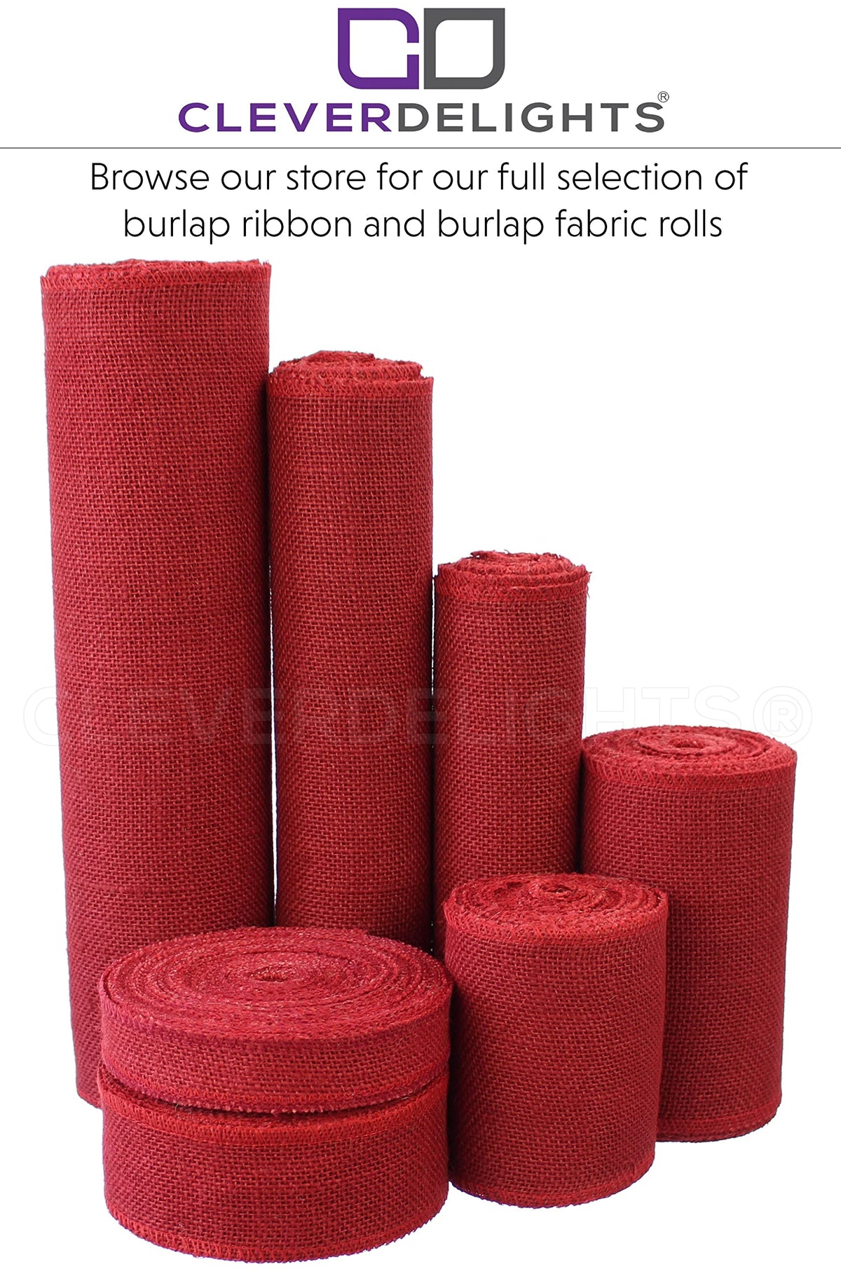 CleverDelights 6" Red Burlap Roll - Finished Edges - 10 Yards - Jute Burlap Fabric