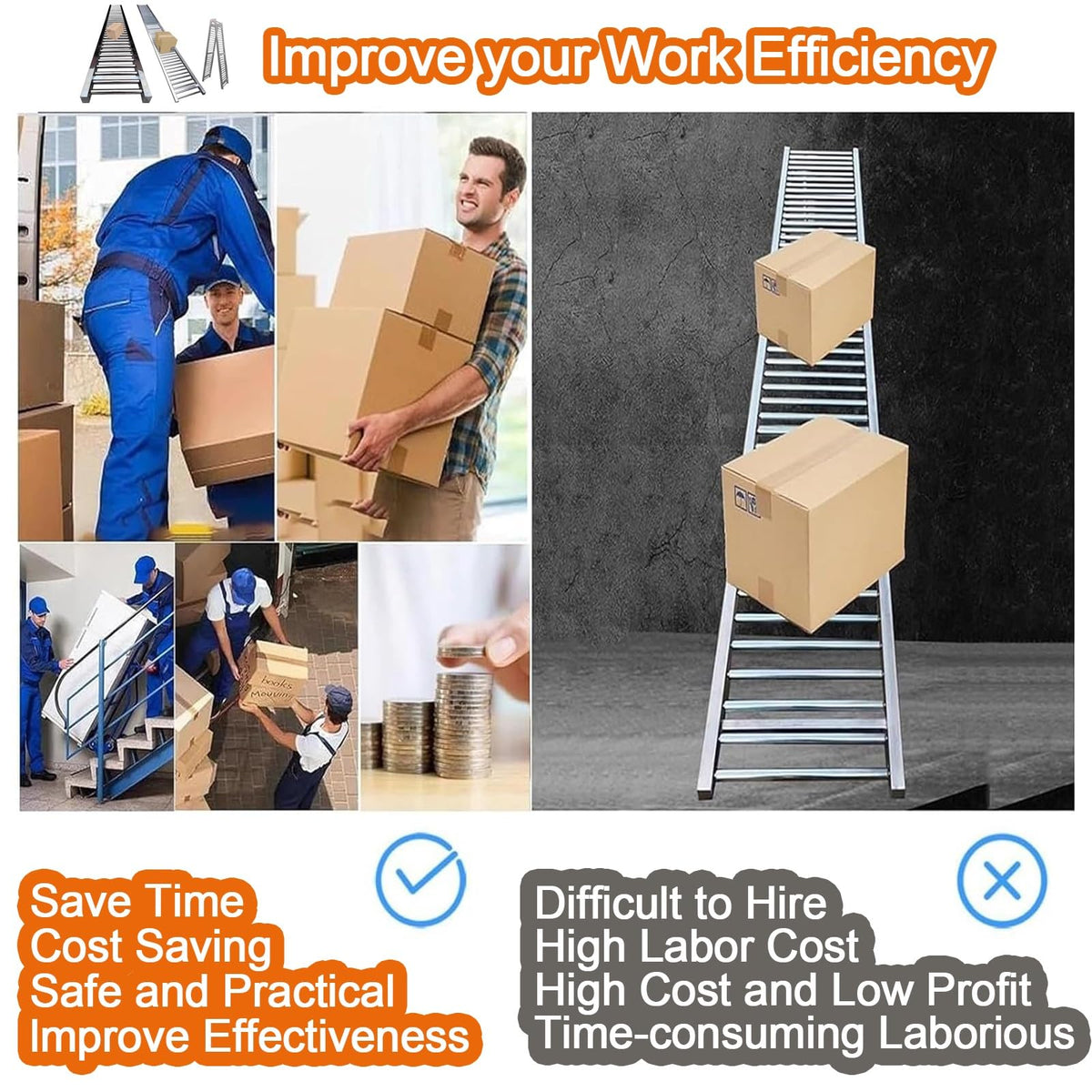 Adjustable Heavy Duty Gravity Conveyor Roller for Warehouse Unloading, 3.3 to 33ft Length, 12in Width, Height Adjustable Stand for Efficient Material Handling