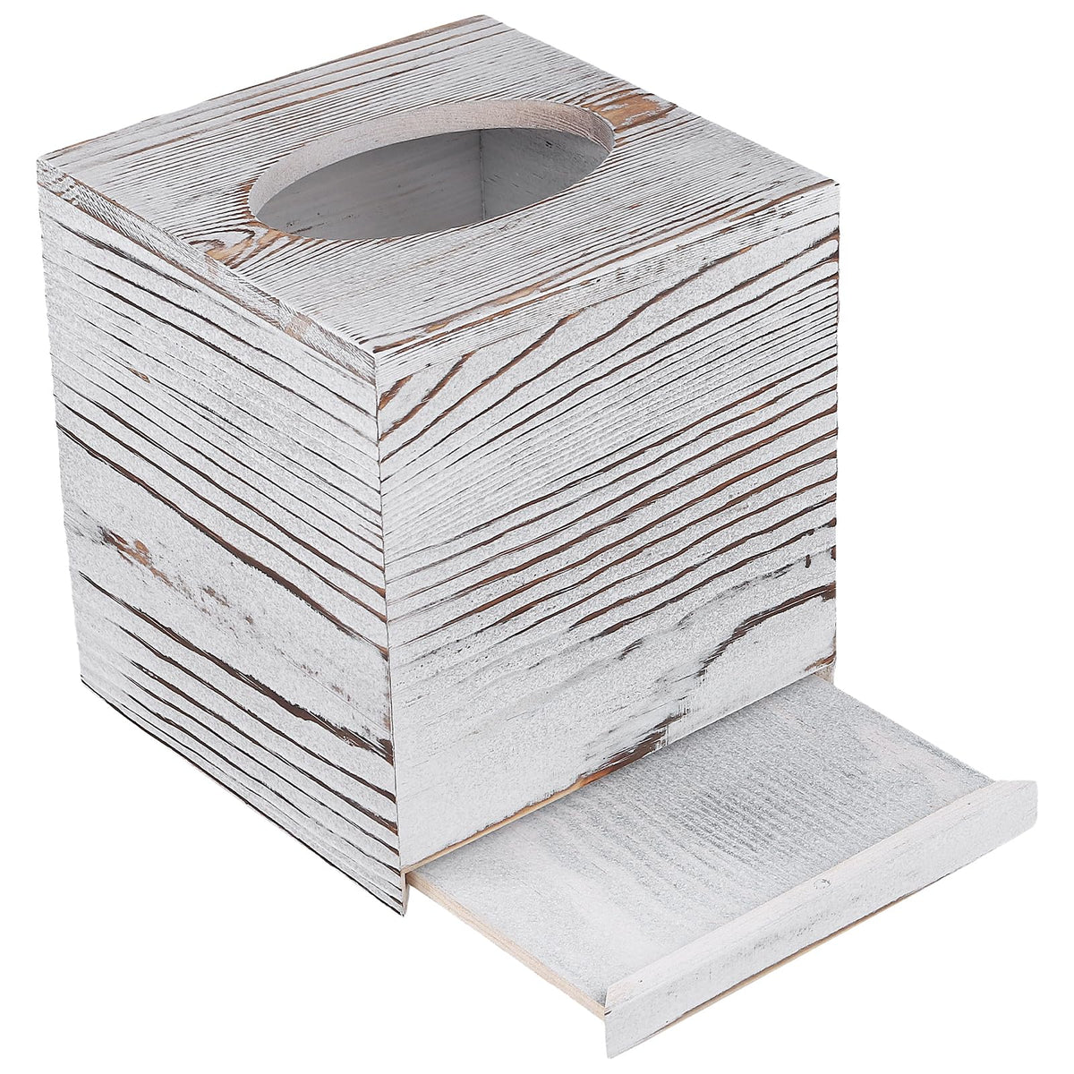 SENJEOK 2 Pack Wooden Tissue Box Cover Square, 5.5 x 5.5 x 6.1 Inch White Tissue Box Holder for Home Office Bathroom