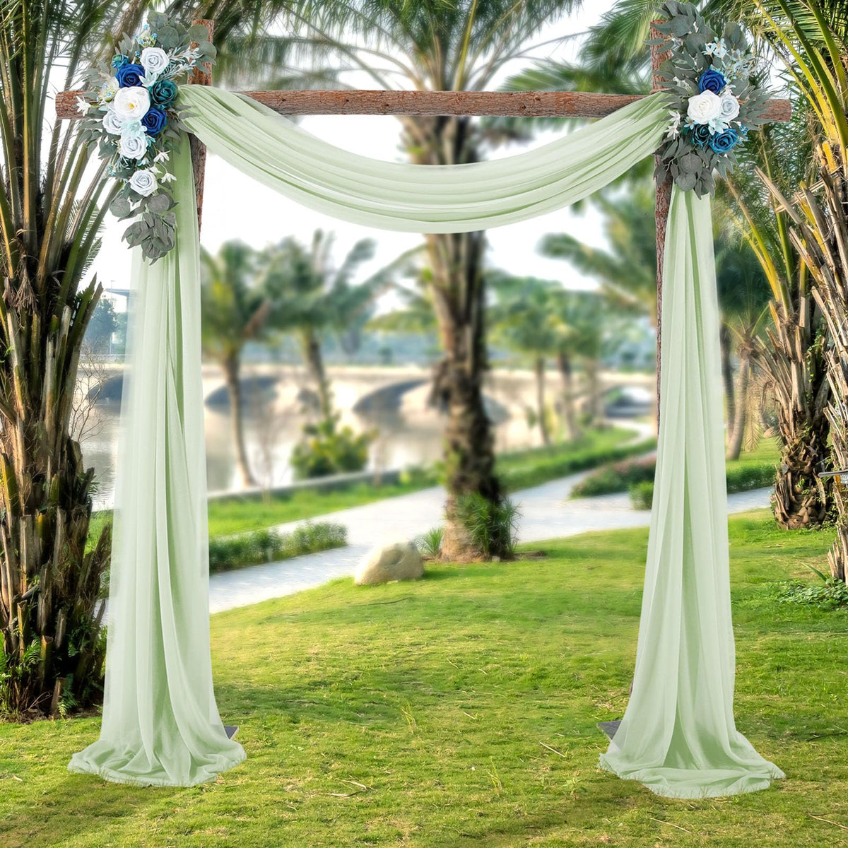 BOYOUTH Dark Green Voile Swag Scarf Valances Curtains,Long Sheer Chiffon Fabric Backdrop Curtains Scarves for Wedding Arch Draping,Party Outdoor Decor,30 by 394 Inches,1 Panel