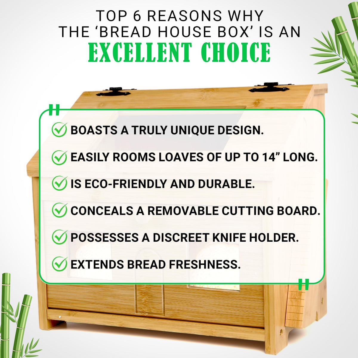 3J2 Discoveries Bread Box for Kitchen Countertop – Large Wooden Bamboo Bread Box with Cutting Board (SELF-ASSEMBLY)