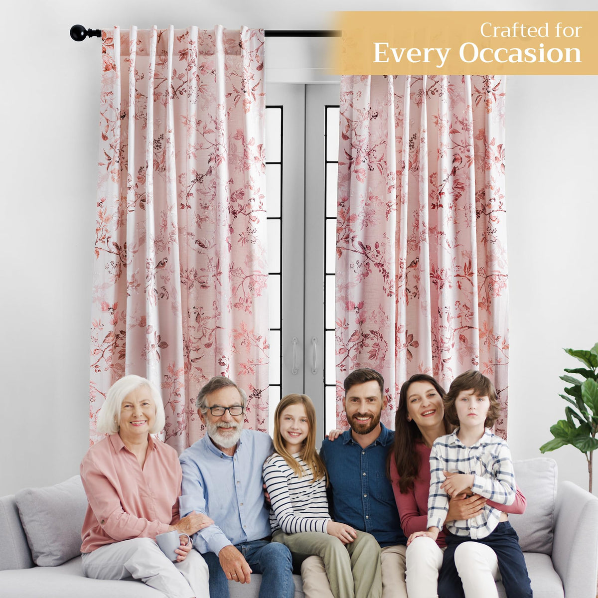 Maison d' Hermine Curtains for Living Room 100% Cotton 96 inch Length One Panel Light Filtering Curtains for Windows with Rod and Loop Pockets Spring Summer (Equinoxe - Beige, 50" W x 96" L)