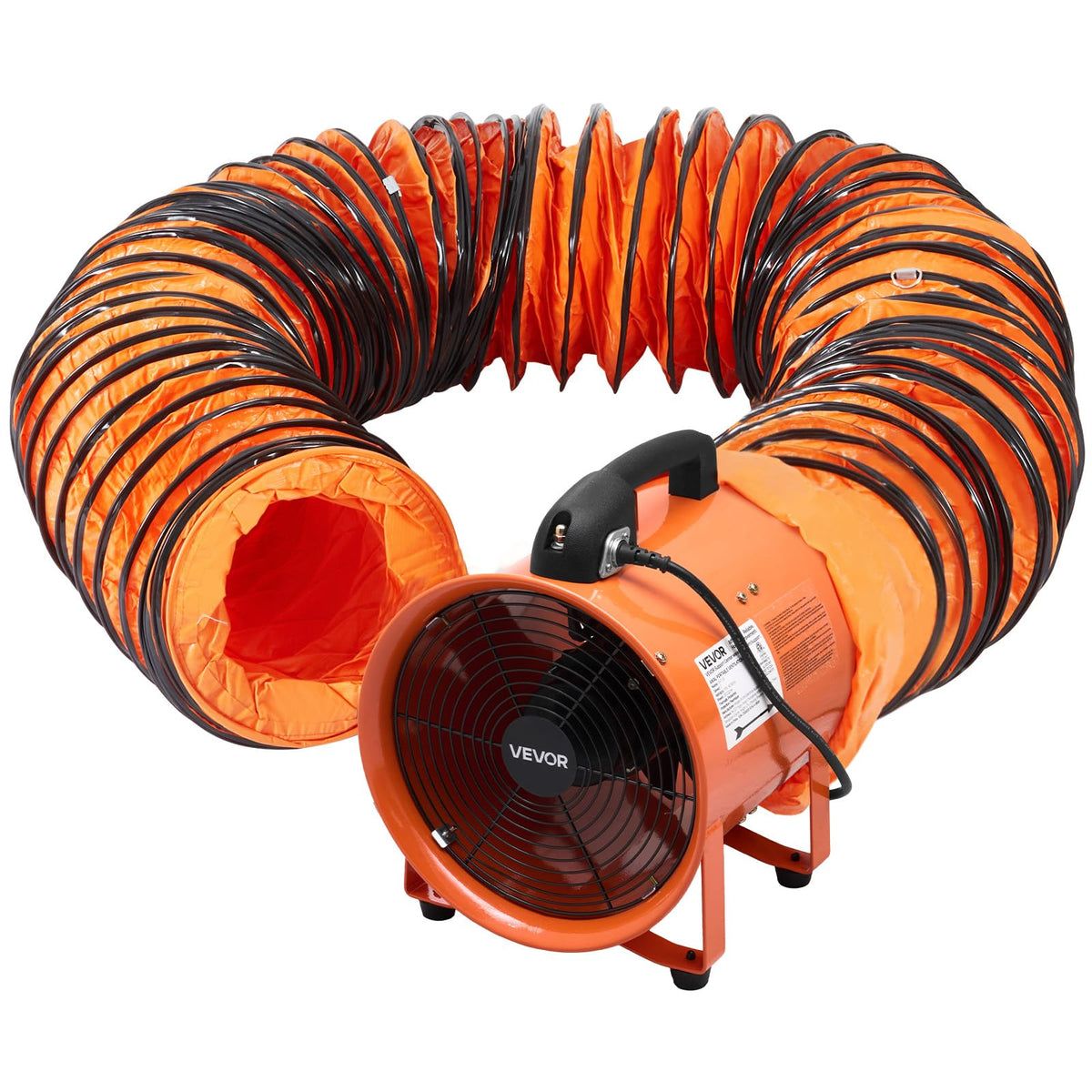 VEVOR Portable Ventilator with Hose, 2 Speed, 12 Inch Utility Blower Exhaust Fan with 16.4ft Flexible Duct, 367W 2894CFM High Velocity Industrial Air Mover for Extraction and Ventilation