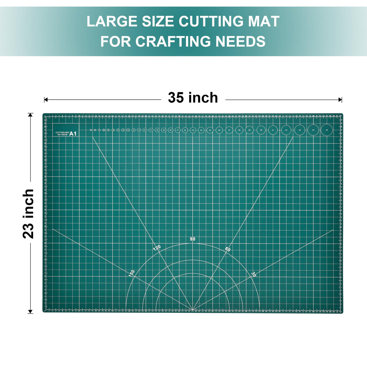 Prime Vinyl Cutting Mat, 23" x 35" Large Self Healing Sewing Mat, 5-Ply Heavy Cut Board, Rotary Cutting Mat for Crafts, Sewing Supplies and Quilting Tools.