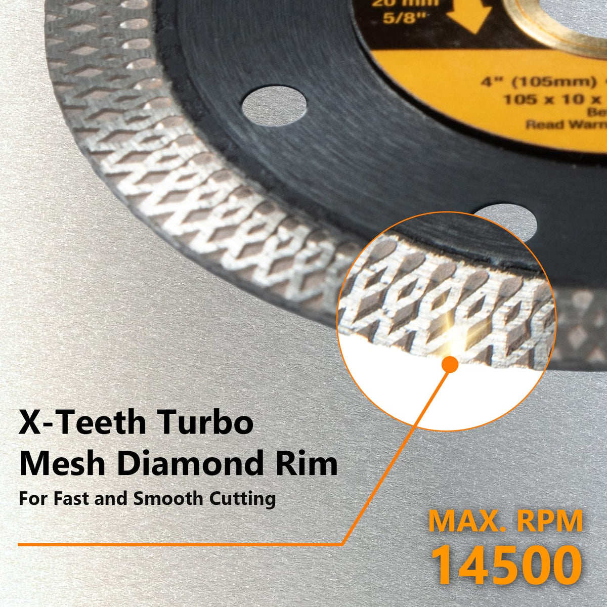 POWERTEC 4 Inch Diamond Saw Blades for Handheld Tile Saw & Angle Grinder 10 Pack, Super Thin Turbo Mesh Rim for Cutting Porcelain, Granite & Ceramic, 4" Diamond Blades