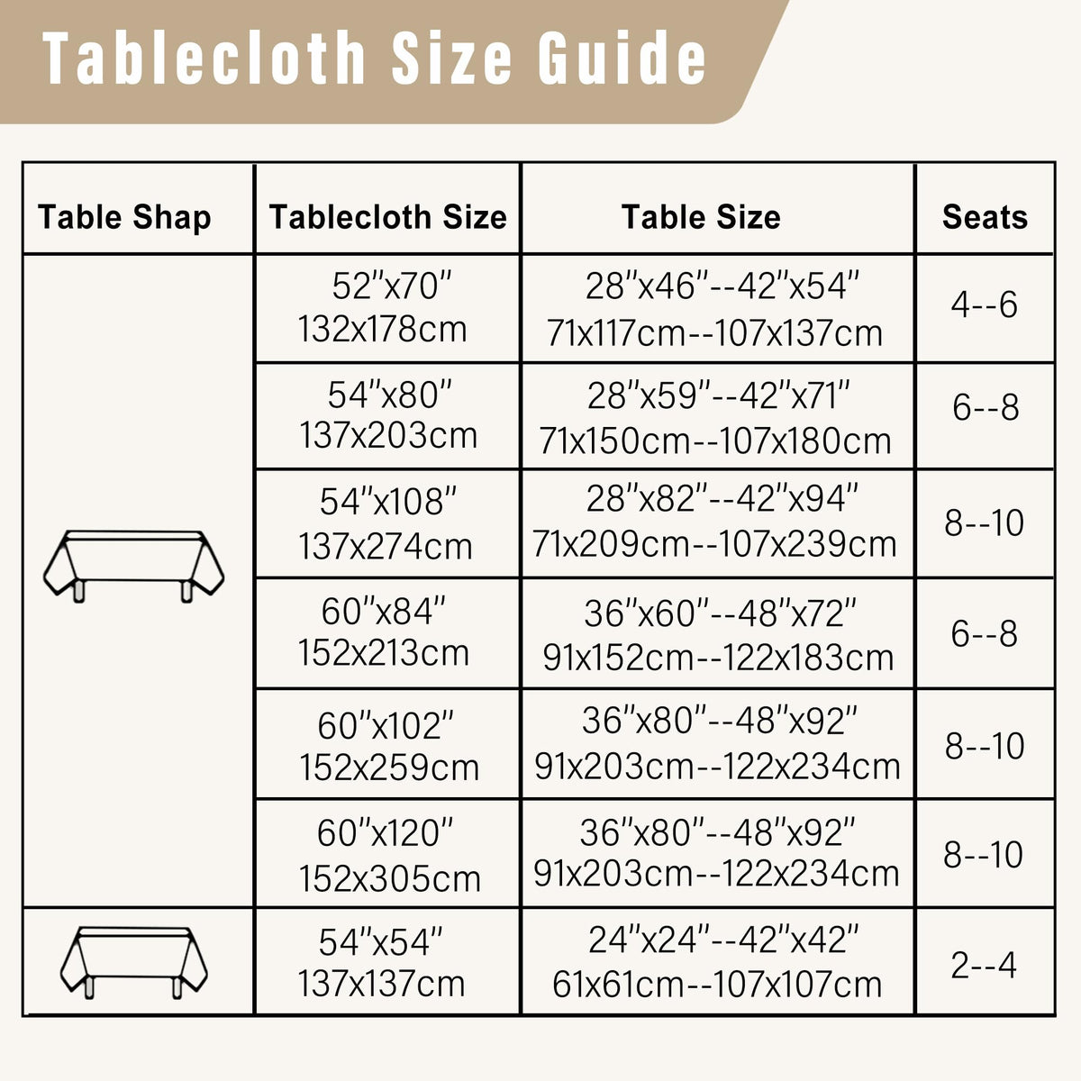 DWCN Faux Linen Tablecloth Rectangle - Beige Tablecloths Fabric Waterproof Spill-Proof Wrinkle and Stain Resistant Decorative Farmhouse Table Cover for Kitchen Dining Party, 60 x 120 Inch