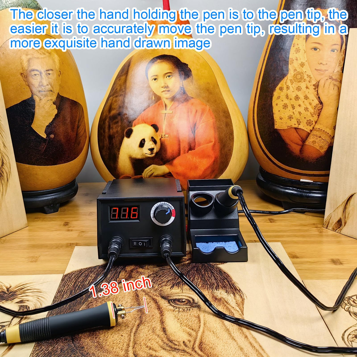 FIRElood Wood Burning Tool, Wood Burner kit Pen 25~750℃, Wood Burning kit with Digital Thermometer Temperature Adjustable Temperature, 2 pyrographic Wood Burning pens, 30 Wood Burning Pen Tips