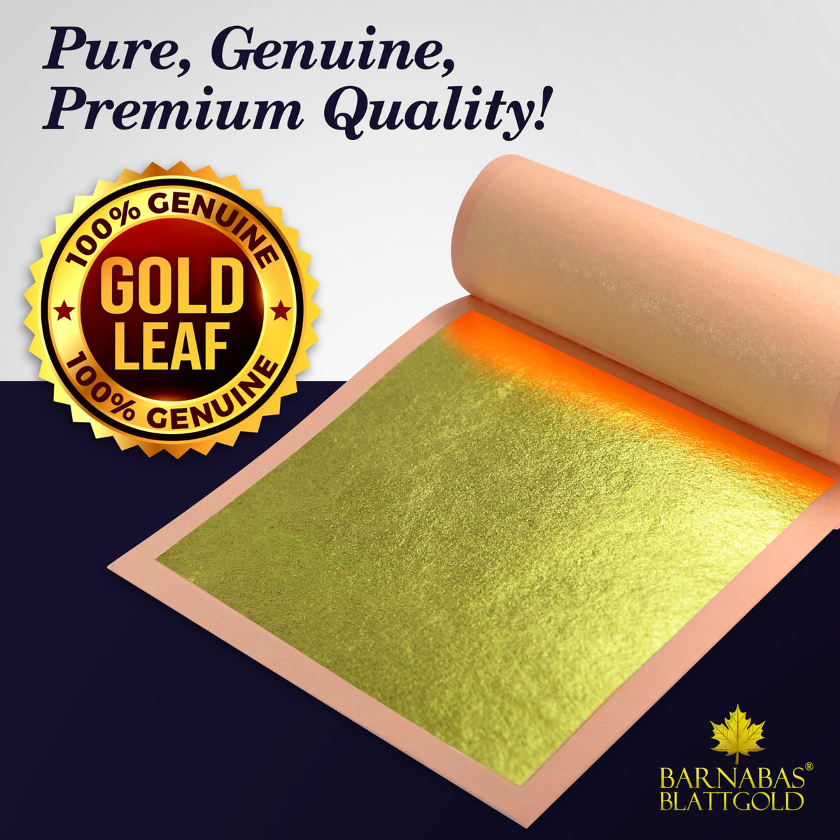 Barnabas Blattgold Gold Leaf - 24K Real Gold [10 Sheets, 3.1 inches] - Loose Sheets for Painting, Arts and Crafts