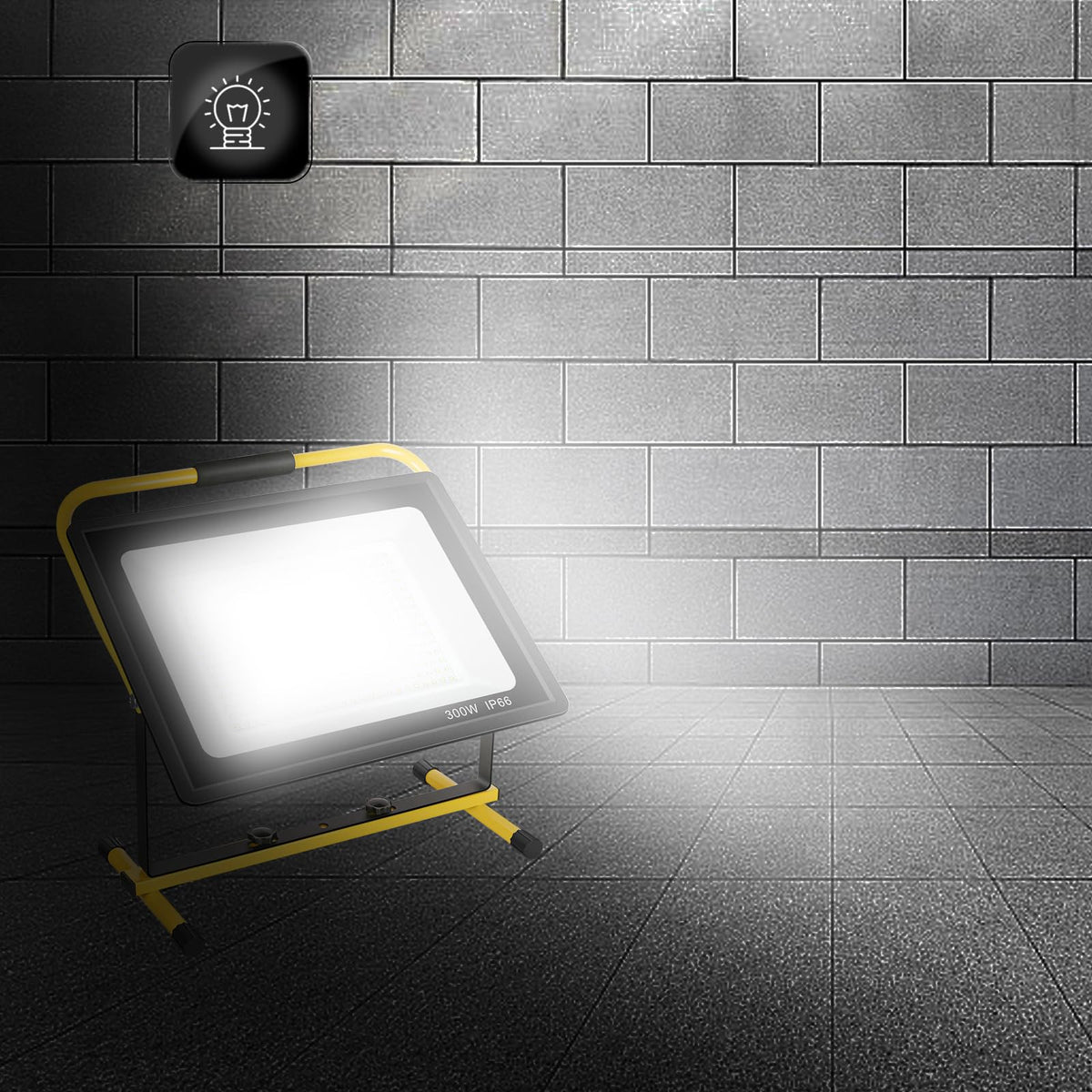 Gopretty 300W LED Work Light, 30000LM Super Bright Flood Light, IP66 Waterproof, 16ft/5m Cord with Plug & Switch, 6500K, Adjustable for Workshop, Garage, Construction Site