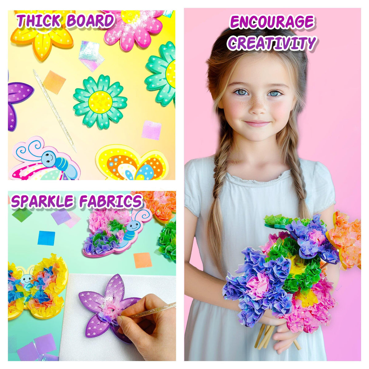 AGENTLAN Art & Craft Activity, Poke Fun Flower Bouquet Craft Kit, Fun & Easy Art Kits for Kids, DIY Garden Kids Activities, Gifts for Girls and Boys 3 4 5 6 7 8 9