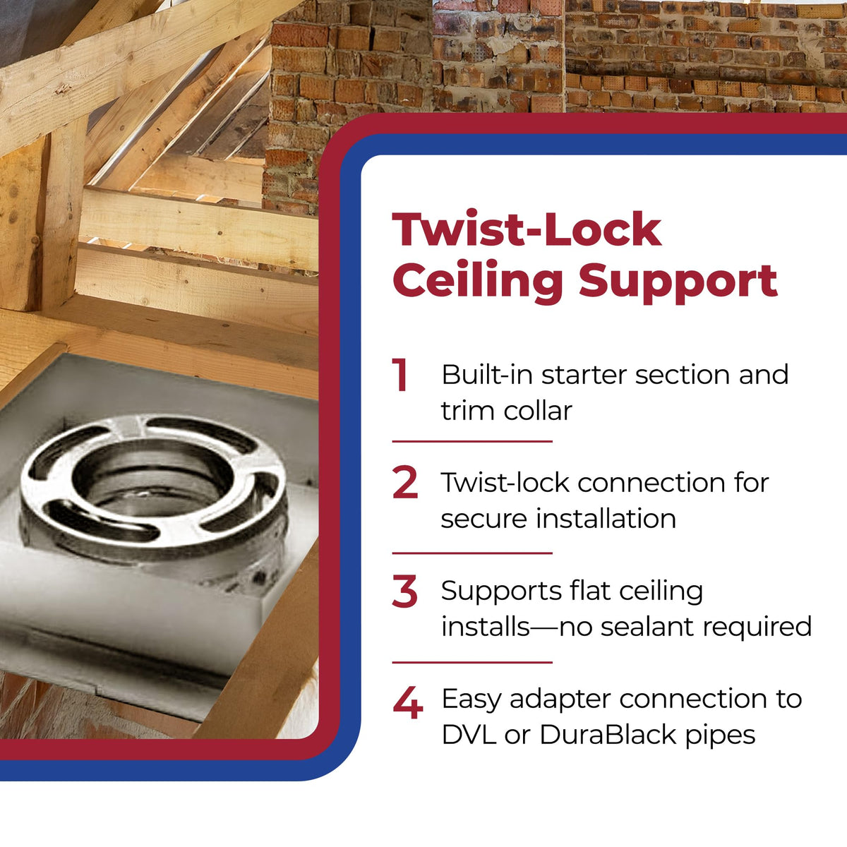 DuraVent Steel Triple Wall Flat Ceiling Support Box