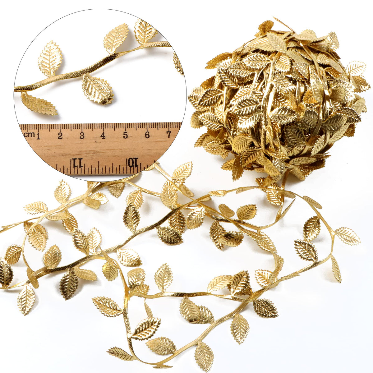 David accessories Gold Leaves Leaf Ribbon Trim Rope - 20 Yards - for DIY Craft Party Wedding Home Decoration(Gold)