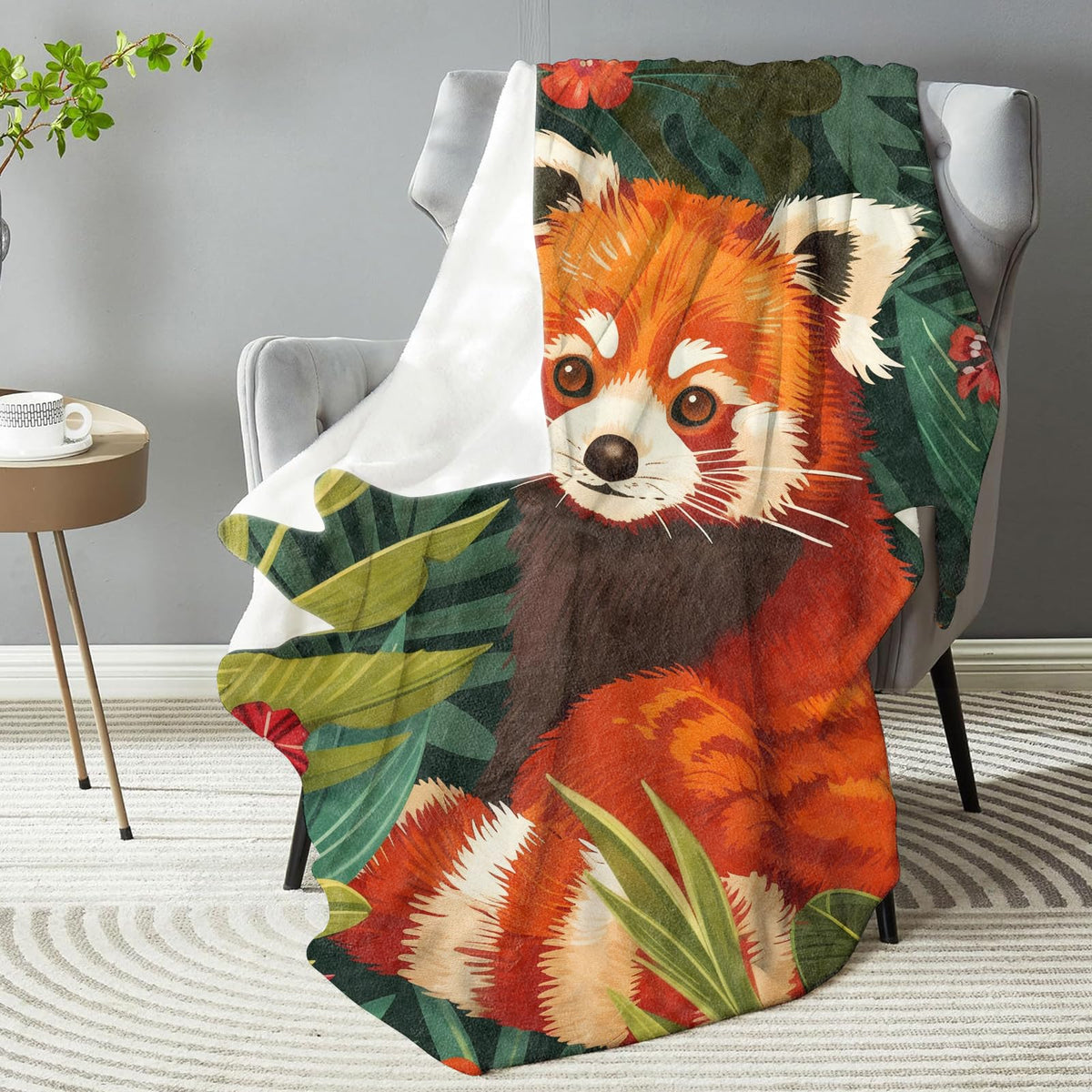 dhakalrlde for Vibrant Red Panda Plush Throw Blanket - Ultra Soft & Comfy Flannel, Lightweight, Warm, Fuzzy, Anti-Pilling - Ideal for Couch, Bedroom, Travel, Living Room 50in×60in