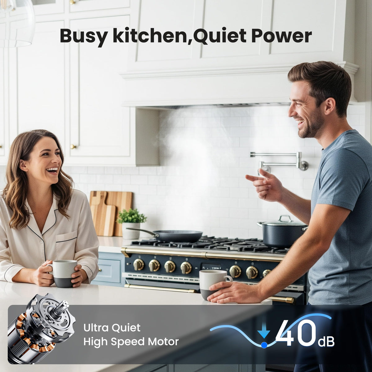 VIKIO HOME Range Hood Insert 30Inch,Built-in Kitchen Hood with 980 CFM, Ducted/Ductless Convertible Duct,Stainless Steel Kitchen Vent Hood/Gesture/Touch Control, 2 Pcs Baffle Filters with Handlebar