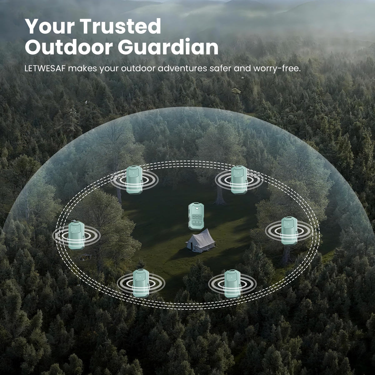 Portable Radar Perimeter Security Alarm System, Green (1 Receiver + 3 Detectors)