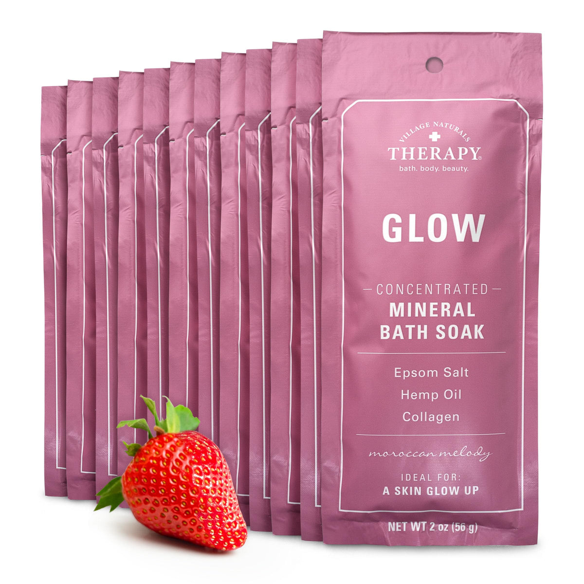 Village Naturals Therapy Glow Concentrated Mineral Bath Soak, Moroccan Melody Scent, 2 oz, Pack of 12