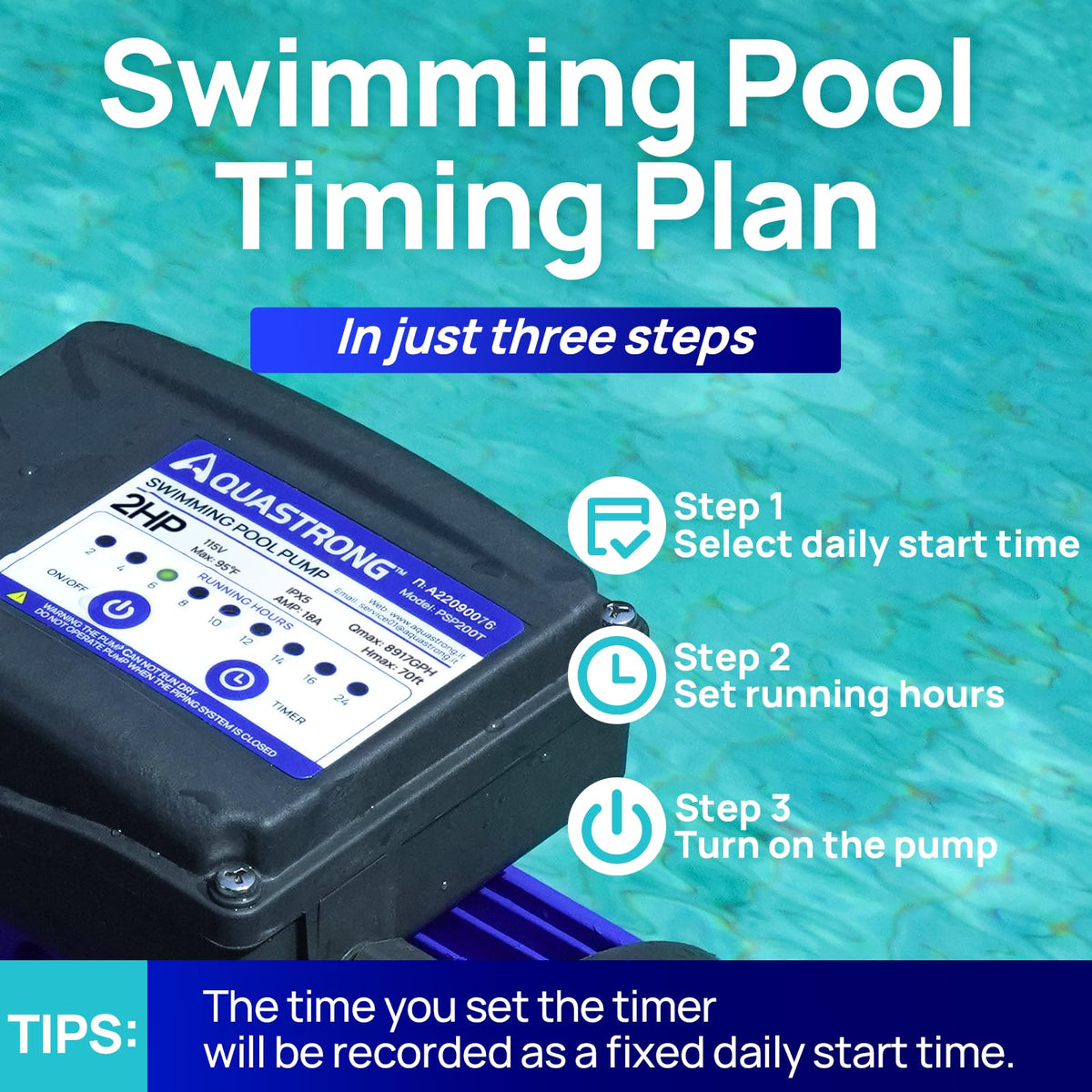 Aquastrong In/Above Ground Pool Pump High Flow Self Primming Swimming Pool Pump,Glossy Black