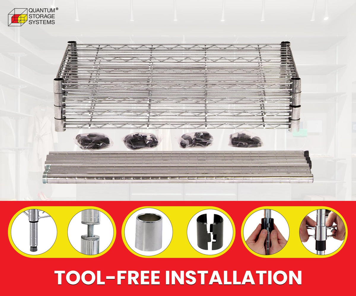 Quantum Storage Systems RWR72-1830LD Adjustable Wire Chrome 4 Shelves 72" H x 30" W x 18" D