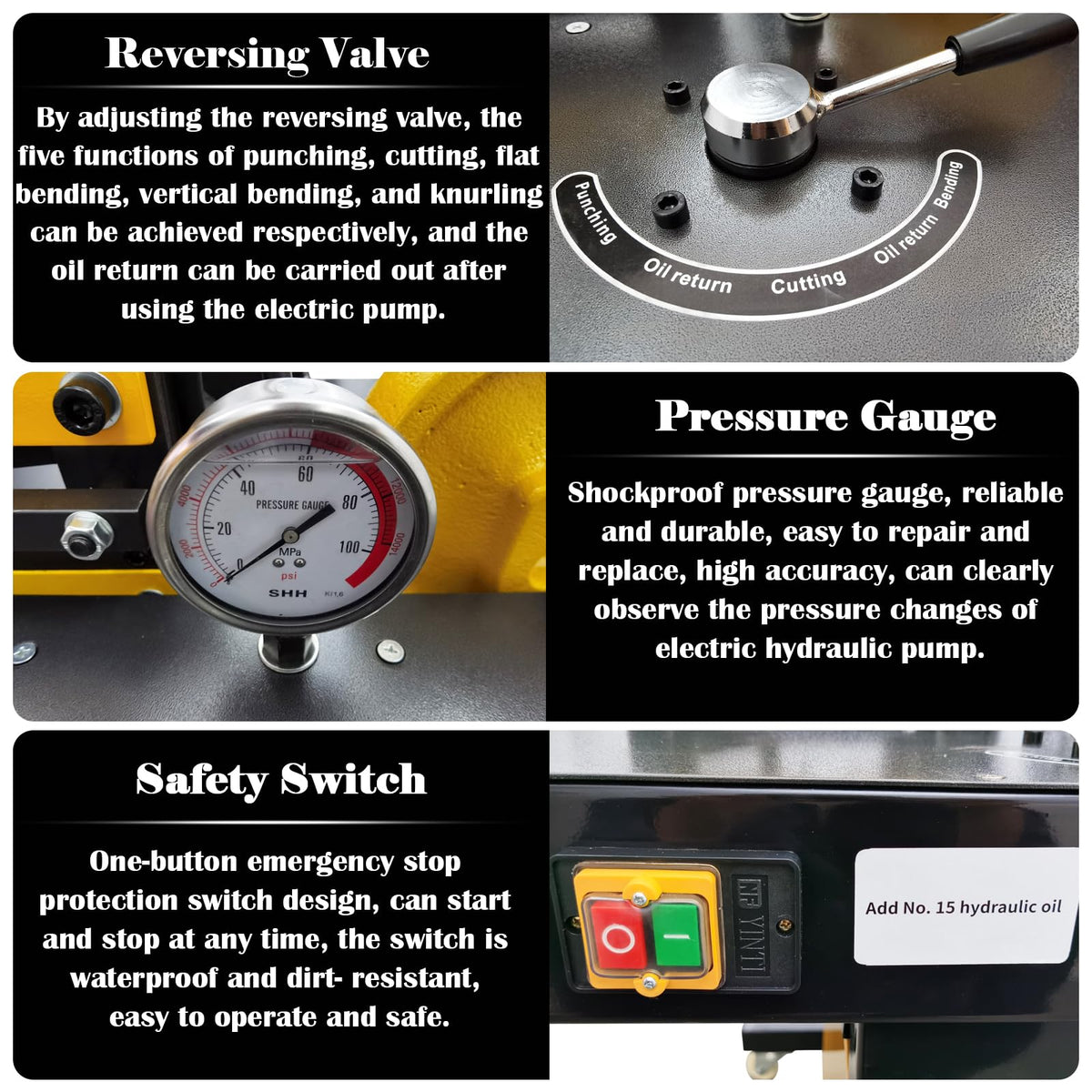 TECHTONGDA 5in1 Electro-Hydraulic Busbar Processor Busbar Bender Cutter Puncher Crimper Embossing Machine Heavy-duty Busbar Processing Machine 110V 750W