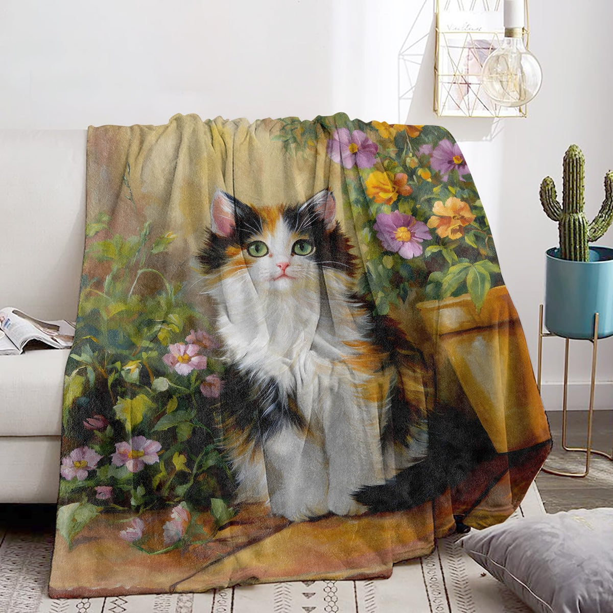 Bidesk Adorable Cat Blanket Soft Cozy Kitten Throw Blanket for Adults Women Kids - Warm Yet Lightweight Flannel Blankets for Travel, Couch, Bed, Fuzzy Outdoor Comfort Wrap 60"×50"