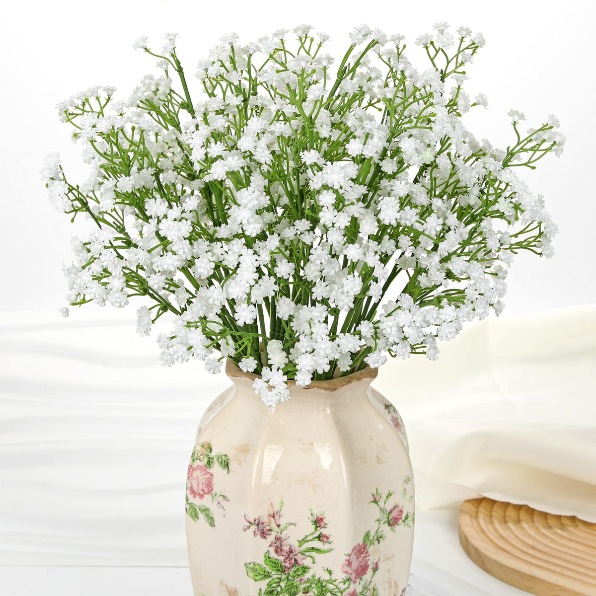 DILATATA 6pcs Artificial Baby’s Breath Flowers, 20" White Silk Gypsophila, Wedding Bouquet, DIY Floral Arrangements, Home Decor, Party Centerpieces, Craft Supplies
