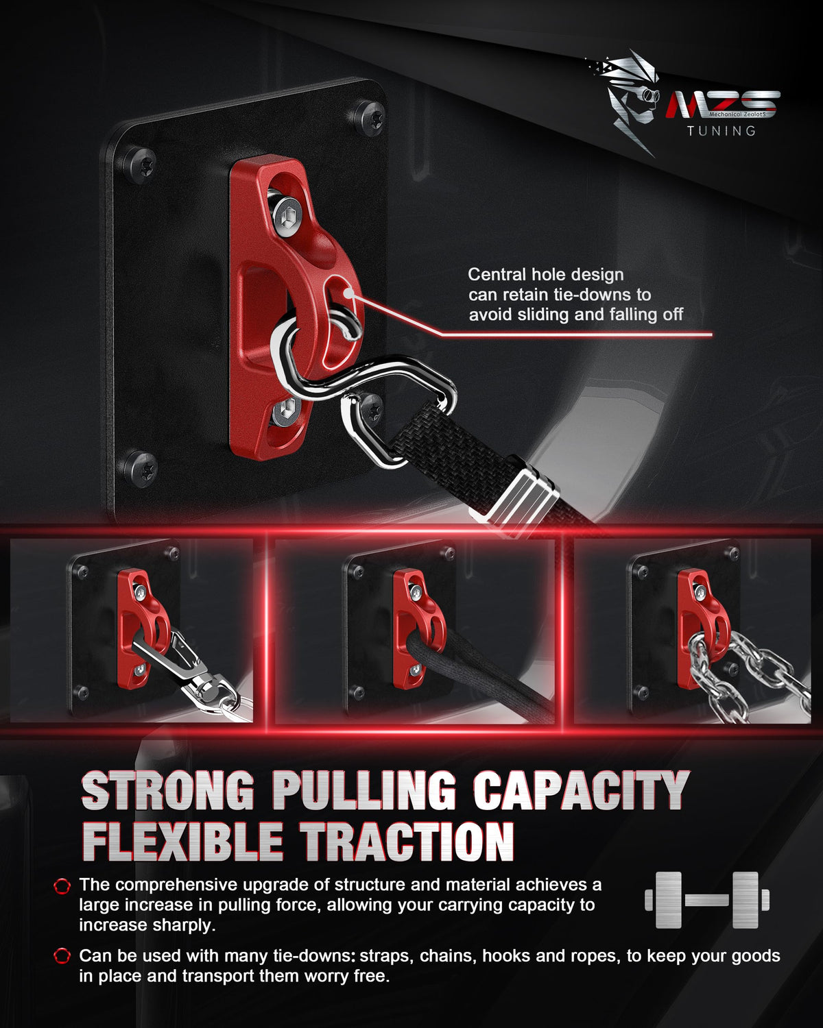 MZS 2" Leveling Kit + Truck Tie Downs Anchors Compatible with 2015+ F250 F350 Super Duty, Pack of 6