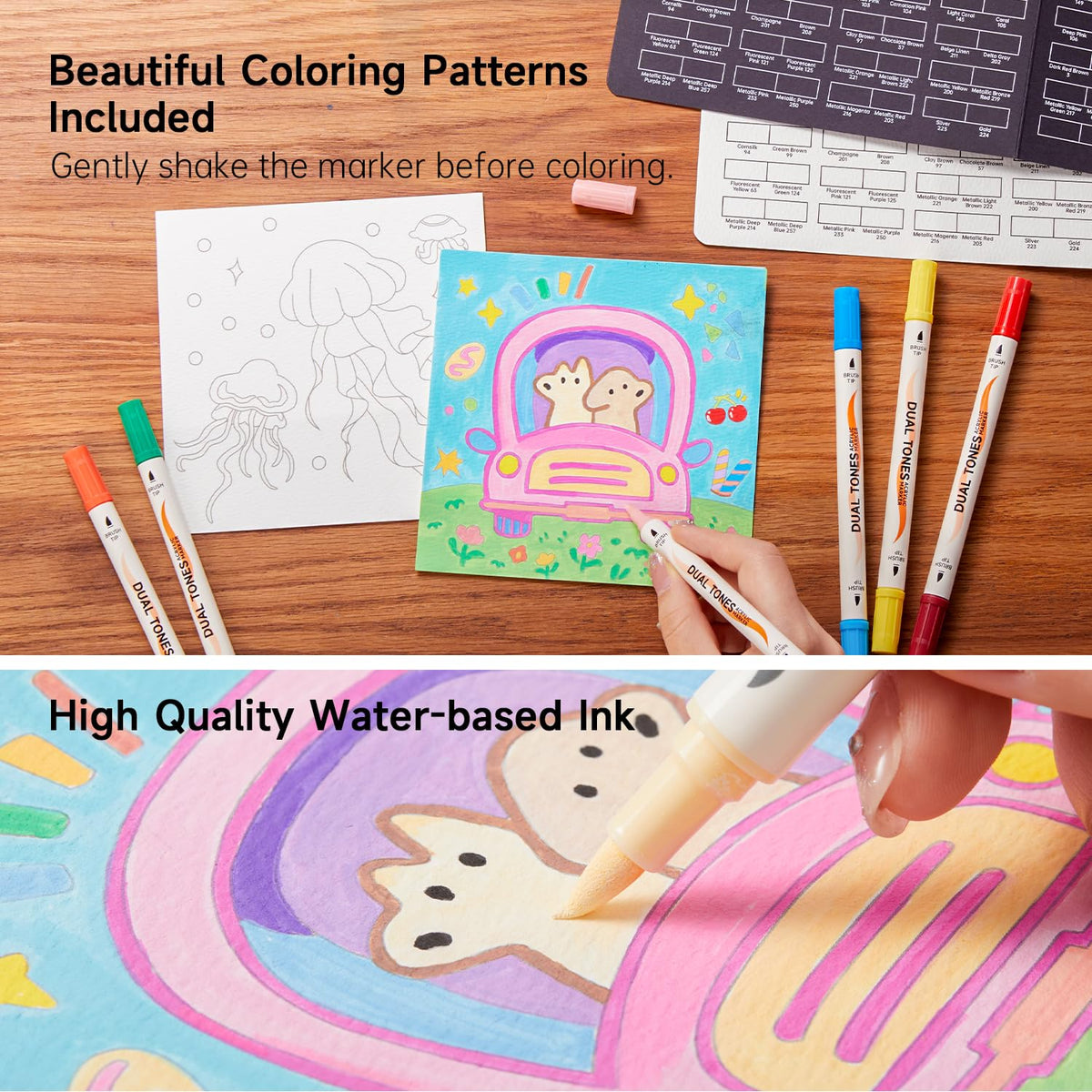 Shuttle Art 120 Colors Dual Tone Acrylic Paint Markers, 60 Pack Acrylic Paint Pens Set for Rock Painting, Ceramic, Wood, Canvas, Glass, Stone, Fabric, Card Making, DIY Crafts & Art Supplies