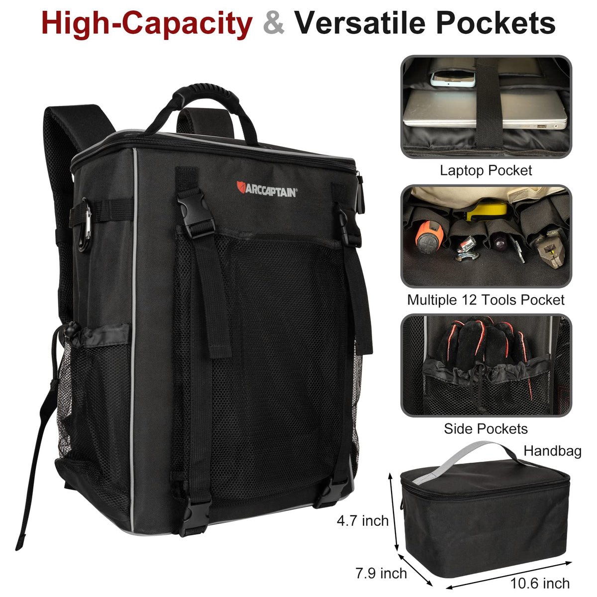 ARCCAPTAIN Stick Welder 200A & Welding Helmet Backpack