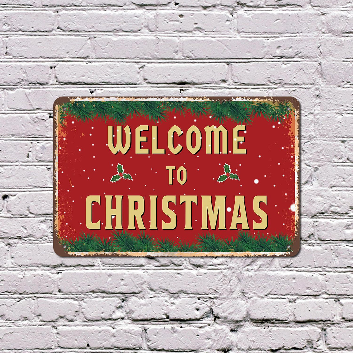 Welcome To Christmas (2 Pack) 8 Inch x 12 Inch Novelty Plastic Sign Cookies Cocoa Cheer Durable Weatherproof Perfect for Entryways Mantels Shops Fun Gift for Holiday Lovers Families Neighbors