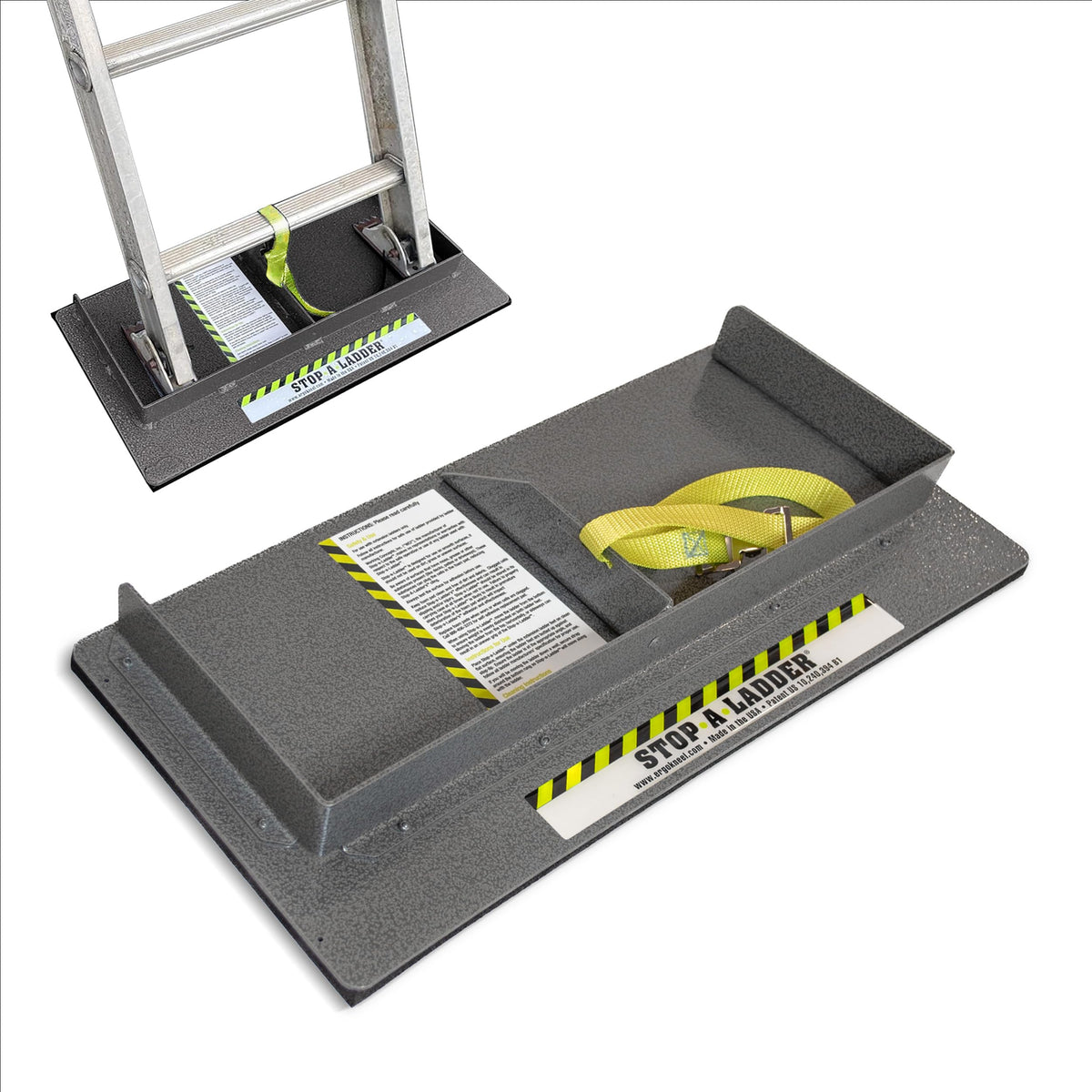 Stop-A-Ladder | Ladder Safety Device Prevents Slipping on Slick Surfaces | Fits Extension Ladders Up to 21” Wide | Lightweight, 6 lb Foam Grip with Adjustable Strap | Ladder Grip