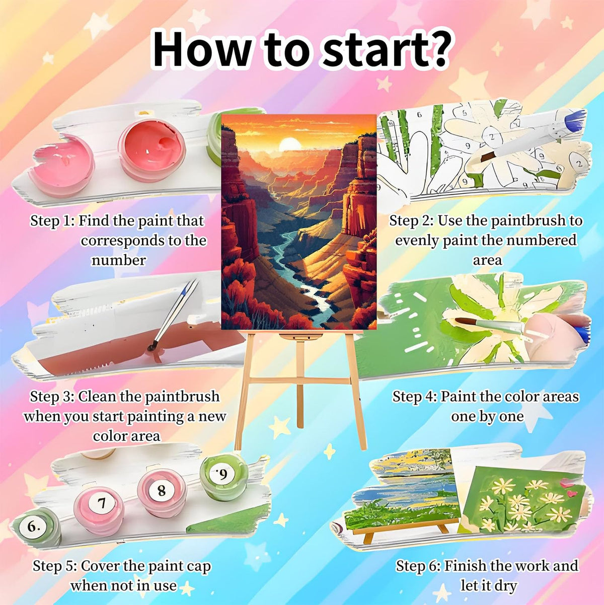 4 Pack Framed Paint by Numbers Kit for Adults Beginners-National Park Adult Paint by Number Kits on Canvas Framed,Landscape DIY Acrylic Oil Painting by Numbers for Adults for Gift Home Decor(8x12inch)