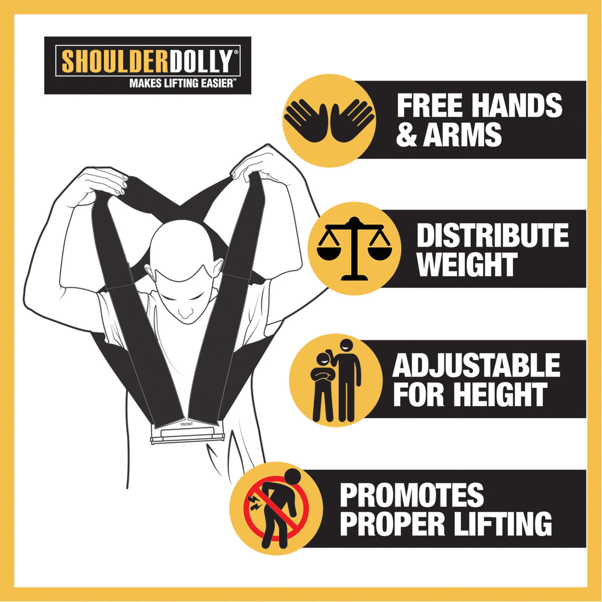 Shoulder Dolly Moving Straps - Lifting Strap for 2 Movers - Move, Lift, Carry, And Secure Furniture, Appliances, Heavy, Bulky Objects Safely, Efficiently, More Easily Like The Pros - LD1000