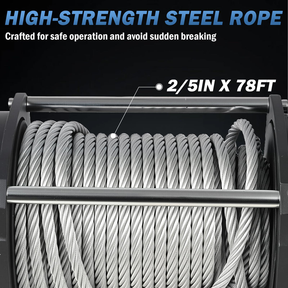 Hydraulic Winch - 2/5" x 78' Steel Cable, BMR80 Hydraulic Motor, 36:1 Gear Ratio - Suitable for Wreckers, Tow Trucks and Vehicle Recovery (78FT Steel Rope/15000 LBS)