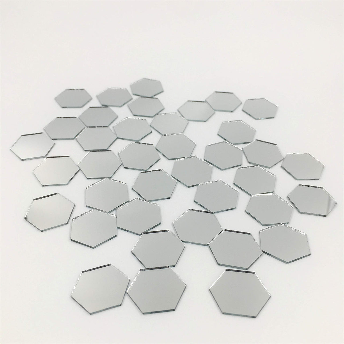 NUO RUI 1'' Hexagonal Mirror Mosaic Tiles Craft Mirror Pieces Bulk 100 Pieces for Craft Projects Home Decor