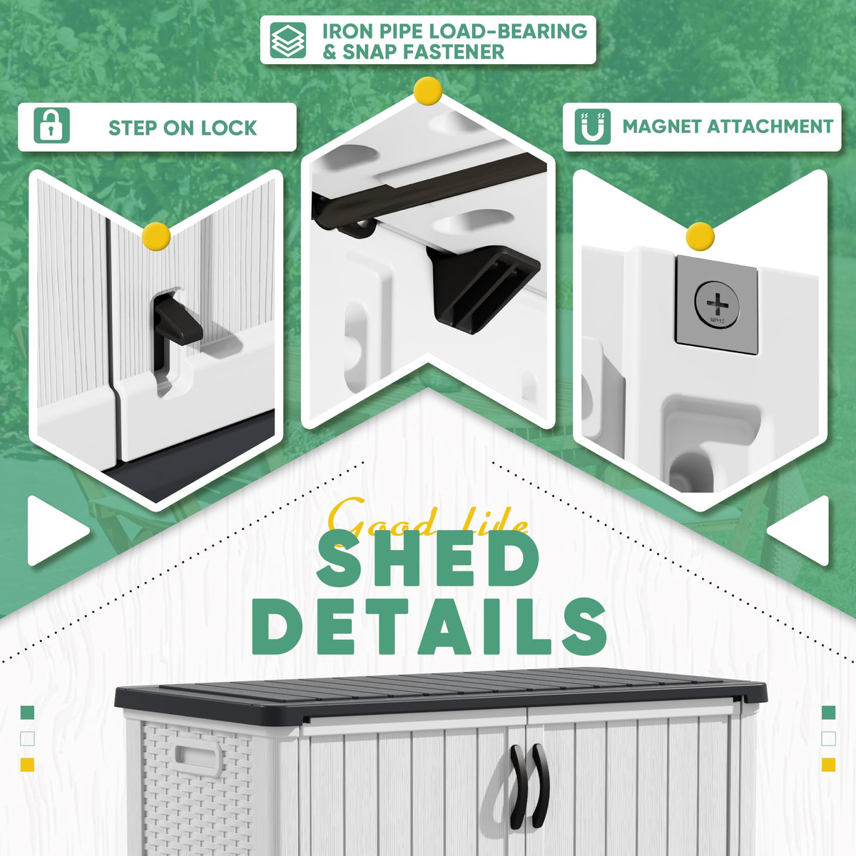 Devoko Outdoor Storage Cabinet 26 Cu Ft with Lockable Doors, Horizontal Storage Shed Waterproof Patio Tools Storage Box for Sofa Cushions, Gardening Tools and Accessories (White)