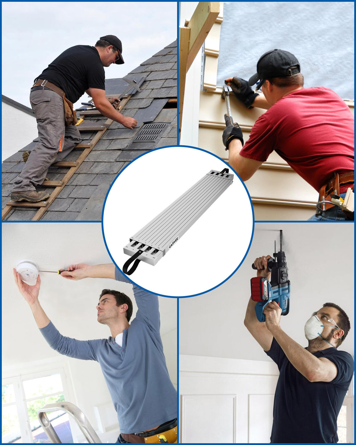 Garvee 9-15ft Aluminum Work Plank, Telescoping Plank, 440LBS Capacity, Adjustable Aluminum Plank, Equipped with Skid-Proof Platform Scaffold Ladder Accessory