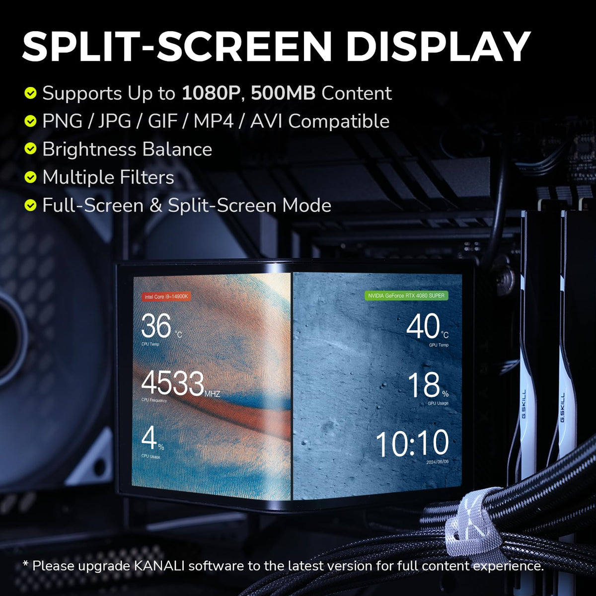 TRYX Panorama 360 ARGB 360mm AIO 6.67'' AMOLED Curved Screen 3D Anamorphic Effect Display Customizable AIO Cooler 360mm Asetek 8th Gen V2 320w TDP Pogo-Pin ARGB Fan Intel LGA 1851/1700 AMD AM5/AM4
