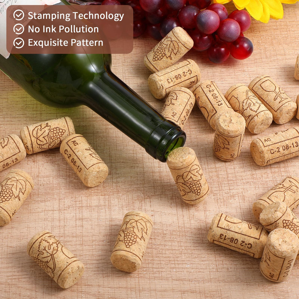 200Pack Straight Wine Cork, #8 Natural 7/8" x 1 3/4" Soft Wine Corks for Wine Bottles, Craft Projects Decor, DIY Arts