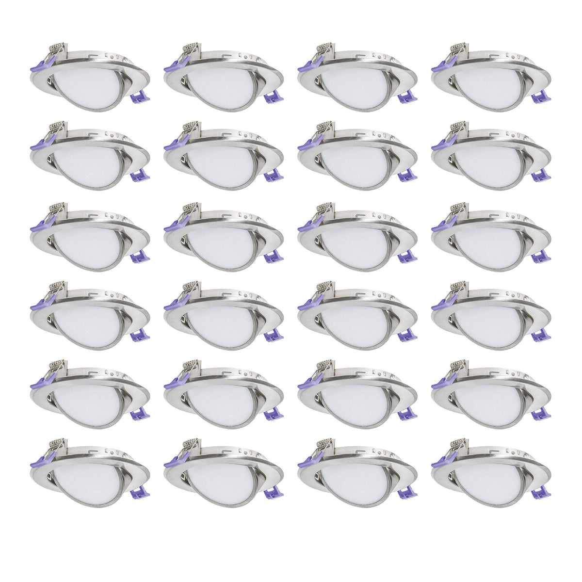 Nadair SL4-550SW-24BN4K 4" Ic Rated Dimmable Gimbal Ultra Recessed Junction Box, 9W, 550 Lumens, 4000K Cool White, Brushed Nickel Finish LED slim Swivel panel light, 6 Count (Pack Of 4)